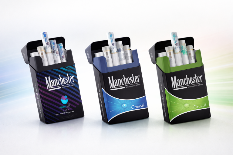Manchester cigarettes green crush blue crush and double drive